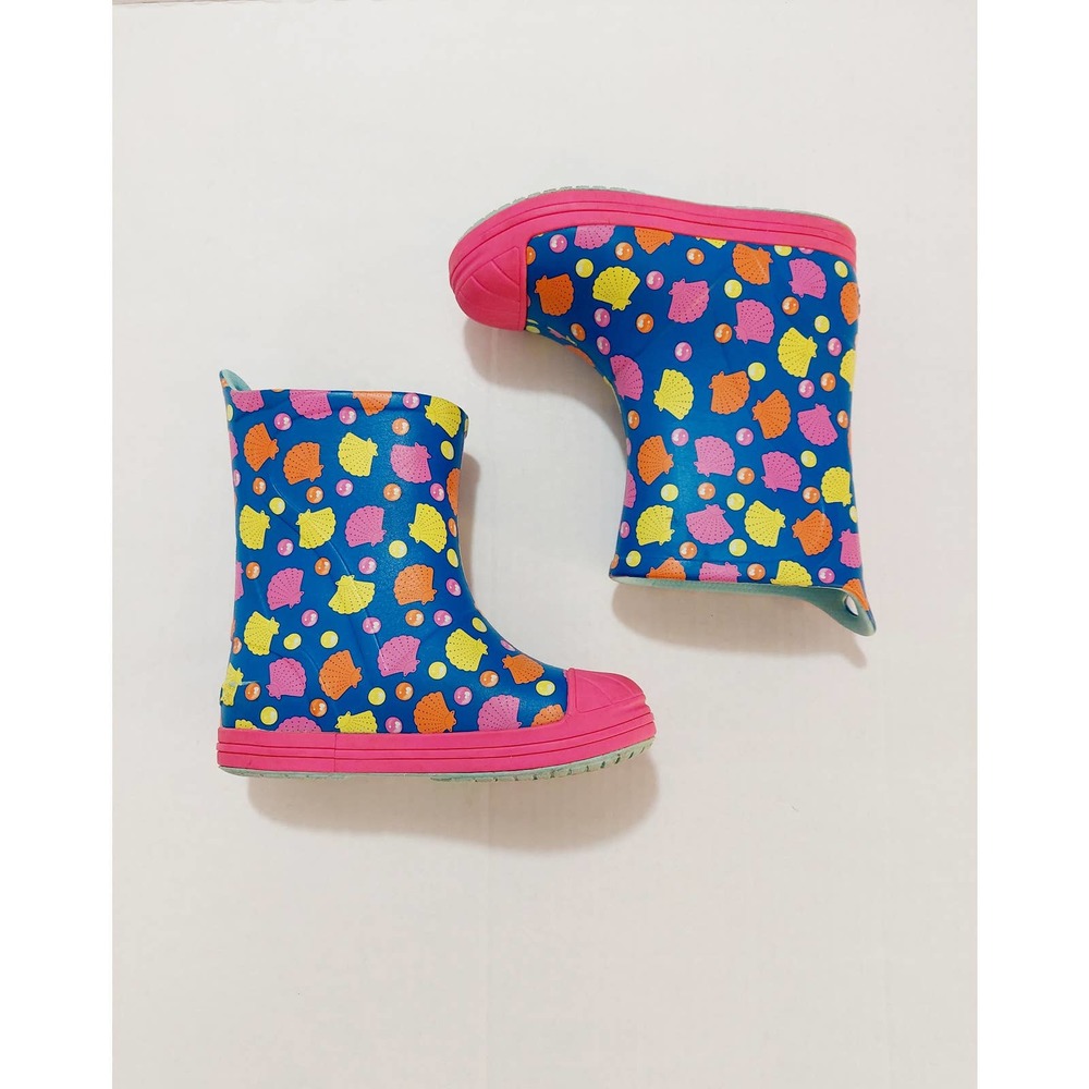 CROCS Kids Blue and Pink Rain Boots